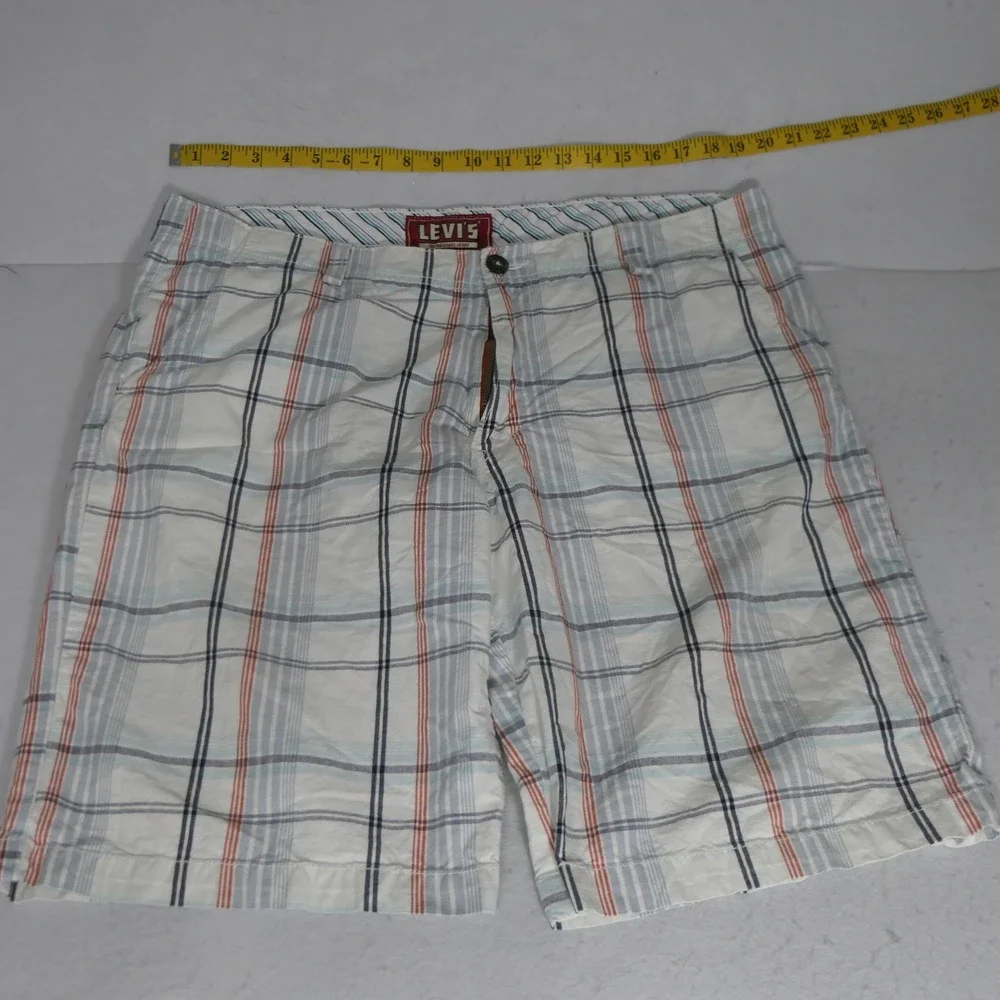 Levi's Men's Carrier Cargo Shorts 38 White Blue Orange Preppy Casual Summer 706L